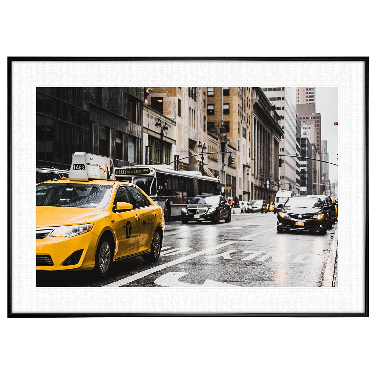 アメリカ写真 ニューヨーク イエローキャブA インテリアアートポスター額装 AS0135