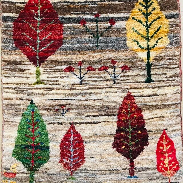 ペルシャの生命の木デザインのギャッベ/サイズ:125x185cm…Jk13。