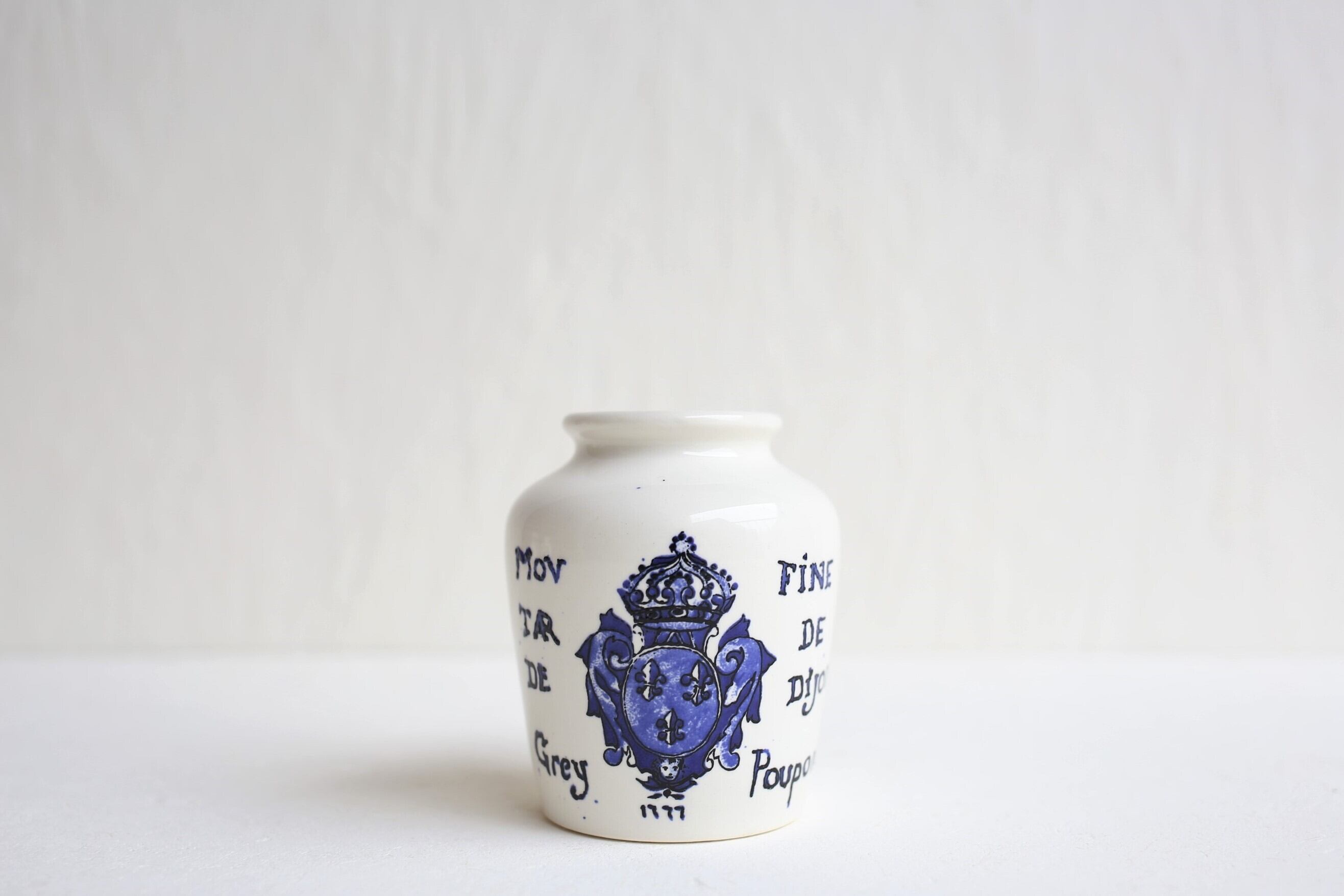 フランス アンティーク ヴィンテージ DIGOIN SARREGUEMINES マスタードポット『GREY POUPON』 N-03398