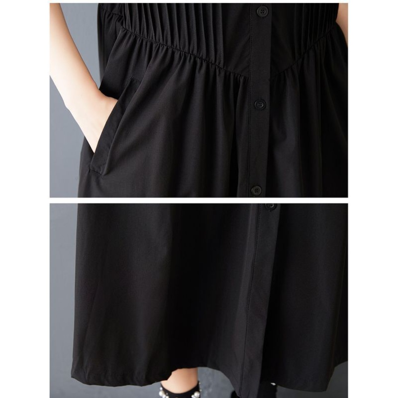 プリーツ入り ノースリーブ ワンピース  30219