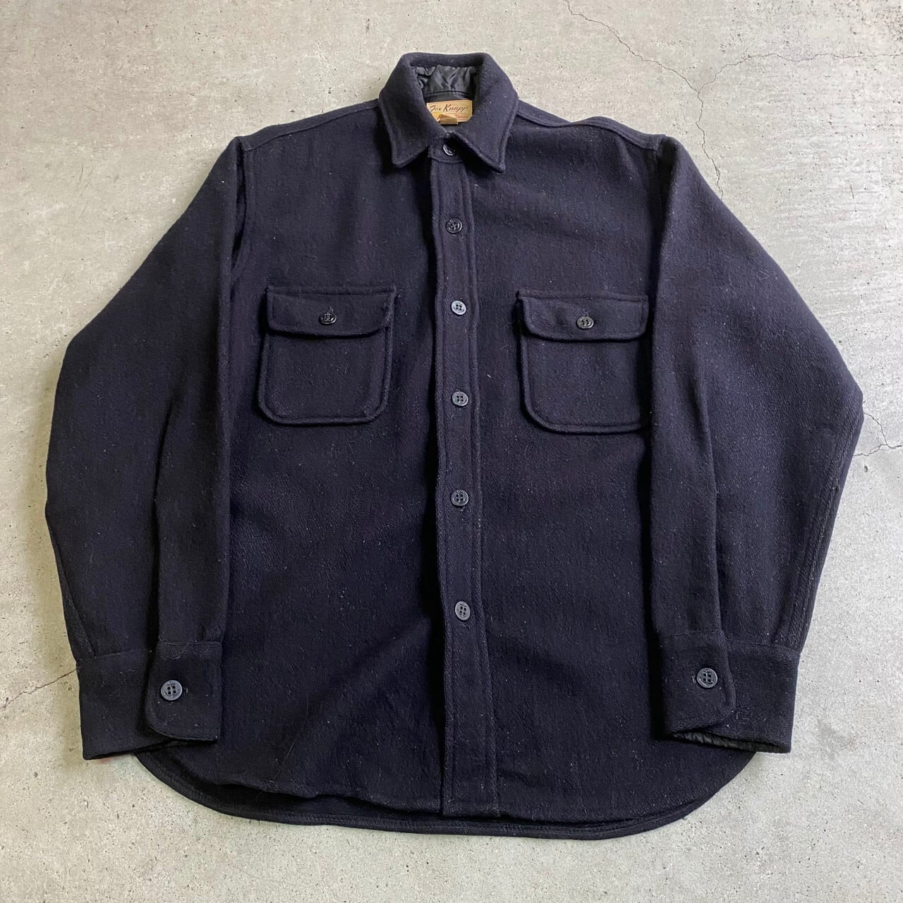 VINTAGE / ヴィンテージ | 1973年製 U.S.NAVY CPO ダブルポケット ウール シャツ | 15 1/2 | ダークネイビー | メンズ