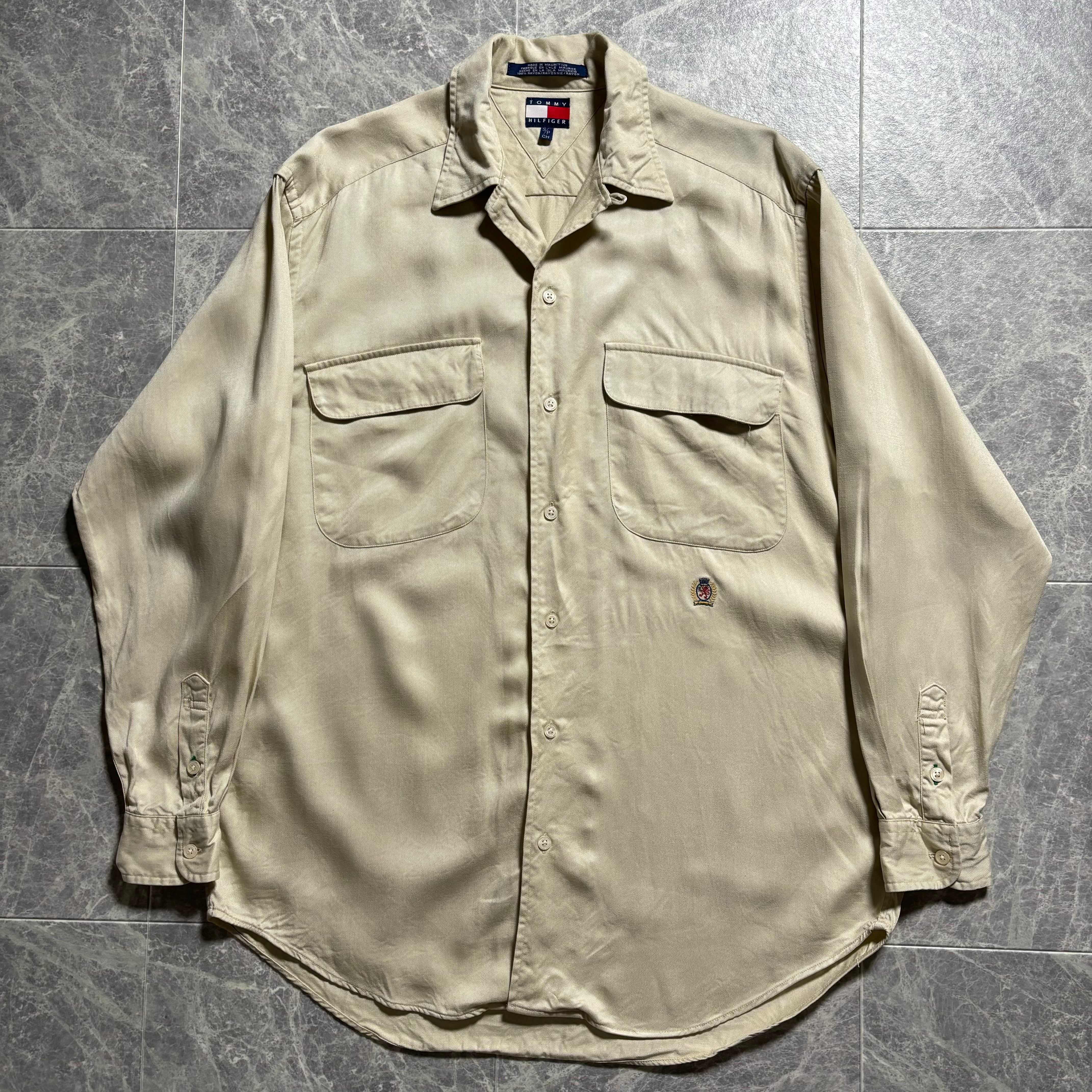 90s OLD TOMMY HILFIGER Opencollar Shirt "RAYON100%‼︎"