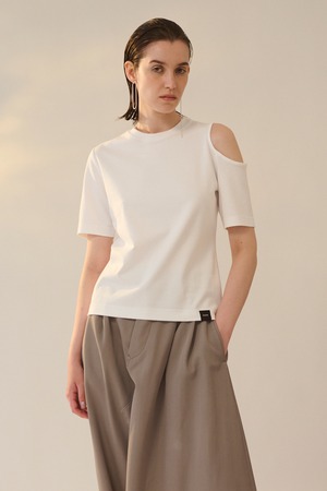 Open Shoulder Half Sleeve T / コットンモクロディ / U732-T03-008