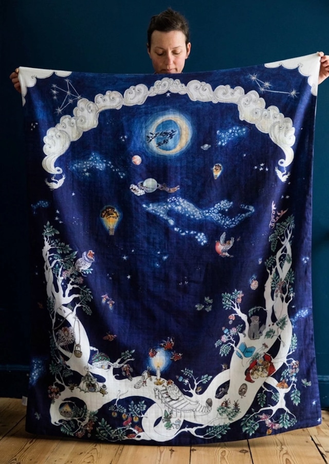 【 FORIVOR 】Large Muslin Blankets / 120 X 150cm / The Space Above The Ground（地上の上の宇宙）