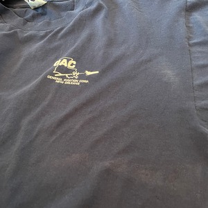 【Hanes】90s USA製 航空 飛行機 企業Tシャツ ワンポイント バッグプリント Tシャツ US古着
