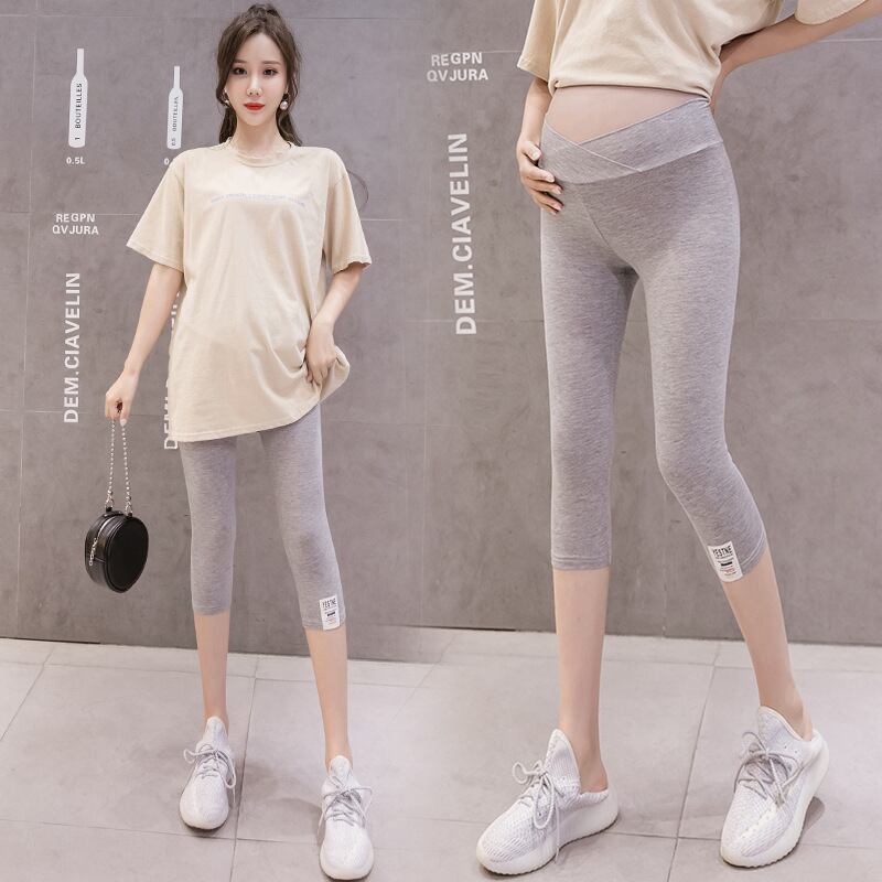 【新作】【送料無料】 マタニティウェア2020夏の新しいモーダルレッグラベリングレギンスクロスベリーリフト妊娠中のクロップドパンツ-アリババ サマー 夏物 expec210618131614