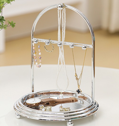 ジュエリースタンド ジュエリー収納 ラック ドレッサー用 小物整理 卓上 指輪 リング イヤリング ネックレス おしゃれ 可愛い 円形 韓国