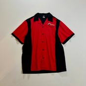 Hilton 開襟 オープンカラー ボーリングシャツ ヒルトン 半袖シャツ レッド M 古着