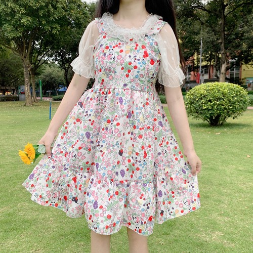 ✞ 花柄ロングキャミソール 大人ガーリー スウィート キュート カジュアル ✞ゴスロリ SM ミリ 甘ロリ クラロリ 和ロリ エレガント 黒ロリ 姫ロリ 華ロリ BB-BB5875397