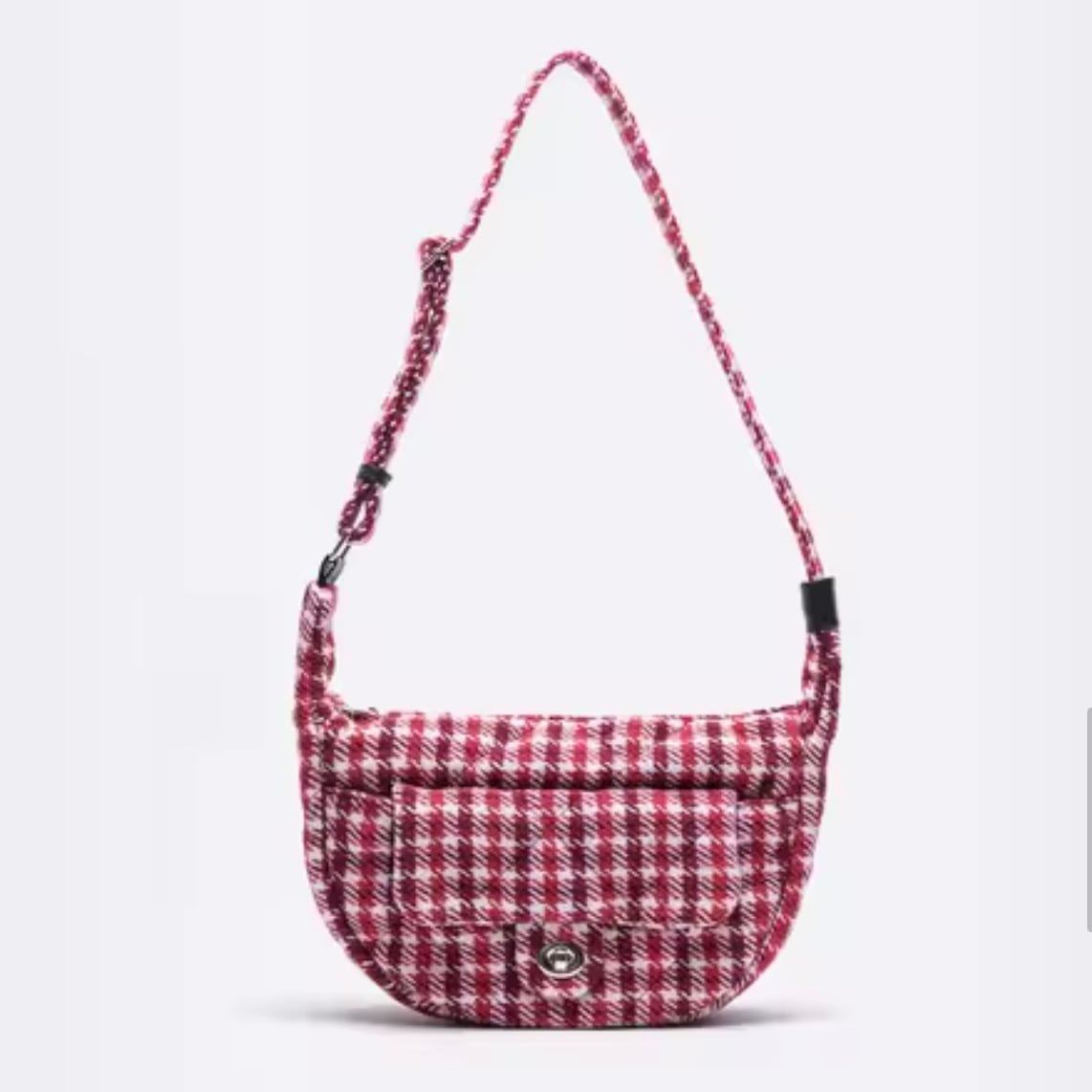 retro check crescent moon bag