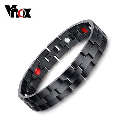 【送料無料】 メンズ ブレスレット バングル ブラック マグネティック 健康 チェーン チャーム ステンレス ボックス 40000652