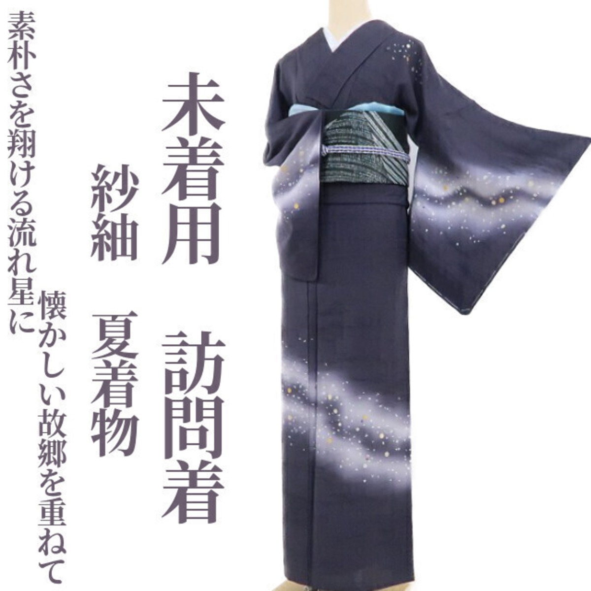 未着用 紗紬 夏着物 正絹“素朴さを翔ける流れ星”訪問着 3869 【公式通販】