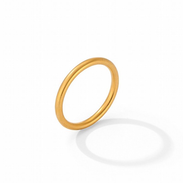 ラウンドリング 金属アレルギー対応 ゴールド リング 指輪 アクセサリー シンプル チタン アクセサリー 韓国アクセサリー / Shiny luxury and exquisite titanium steel ring (DTC-638316782475)