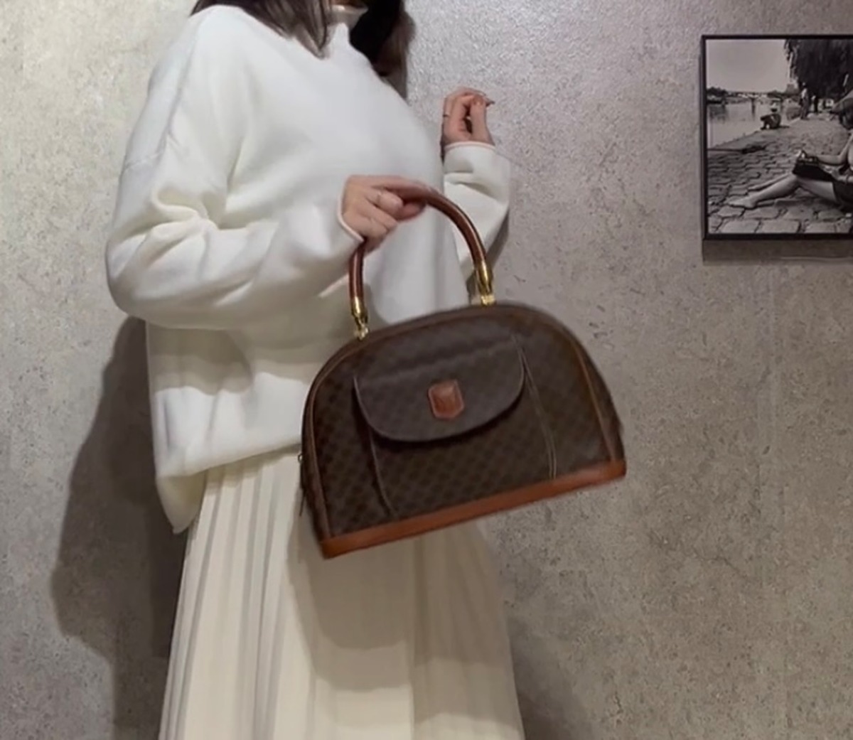 1007今だけ5000円off VINTAGE CELINE マカダム ハーフムーントリオンフ 