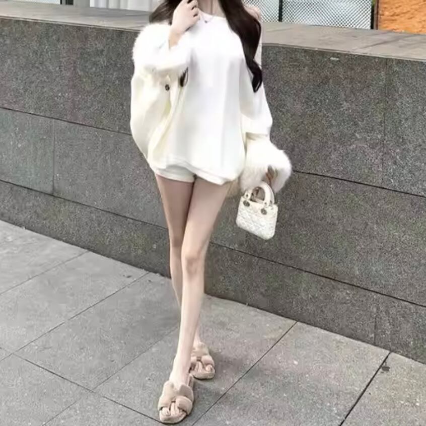 fur sleeve relax knit