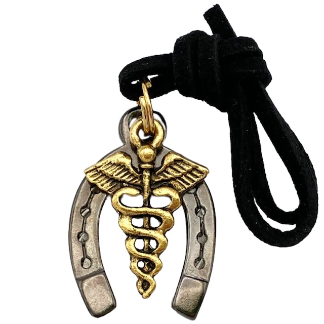 ◆幸運の馬蹄アクセサリー◆　蛇（へび・ヘビ）３　ギリシャ神話の杖・ケーリュケイオン　「健康と医学のシンボル・金運・夢を叶える」