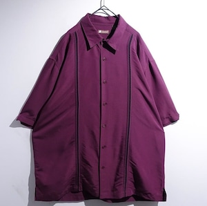 Wine Red Line Design Poly Rayon Shirt