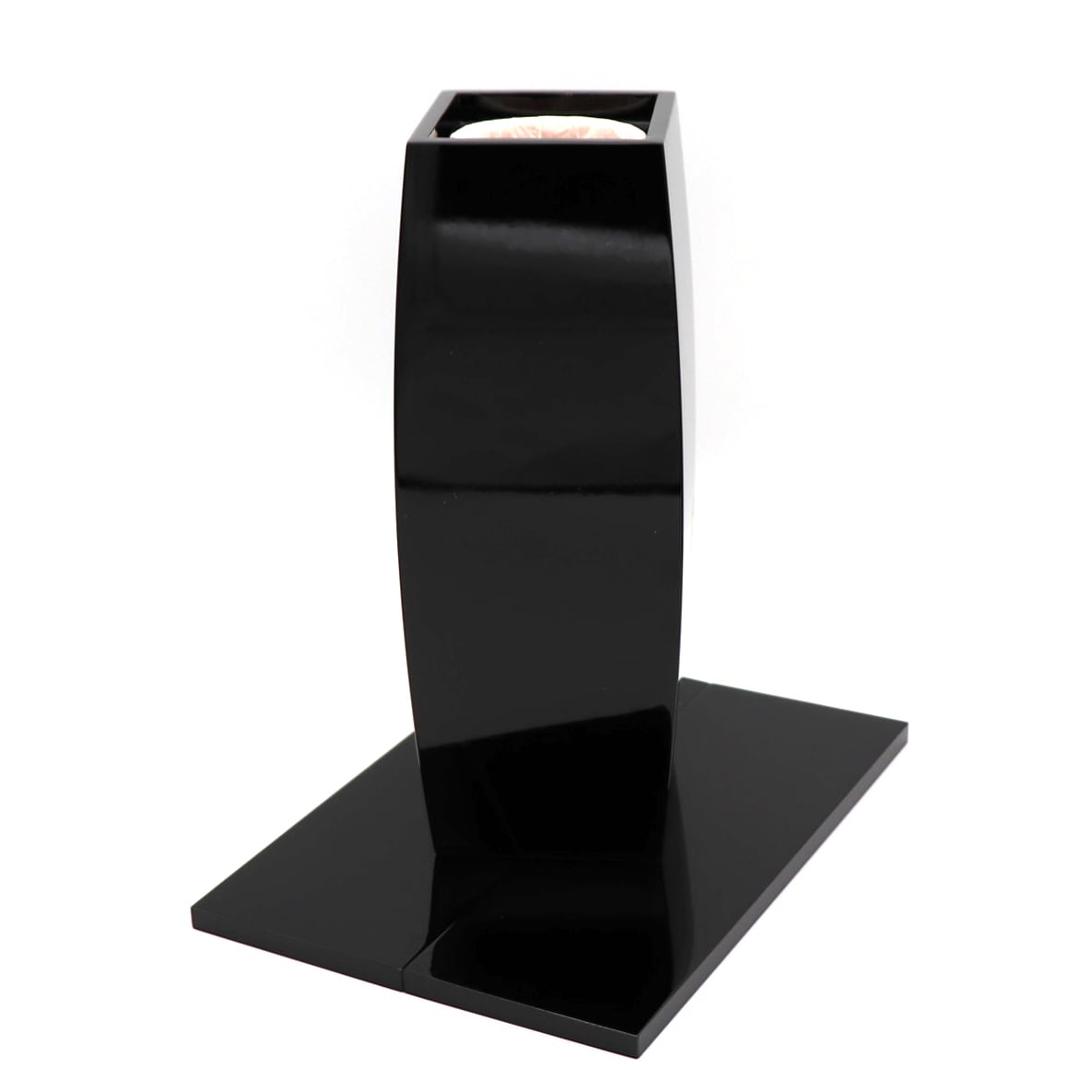 会津漆器・松庵・黒塗花器・花瓶・花生・台座付・No.201103-49・梱包