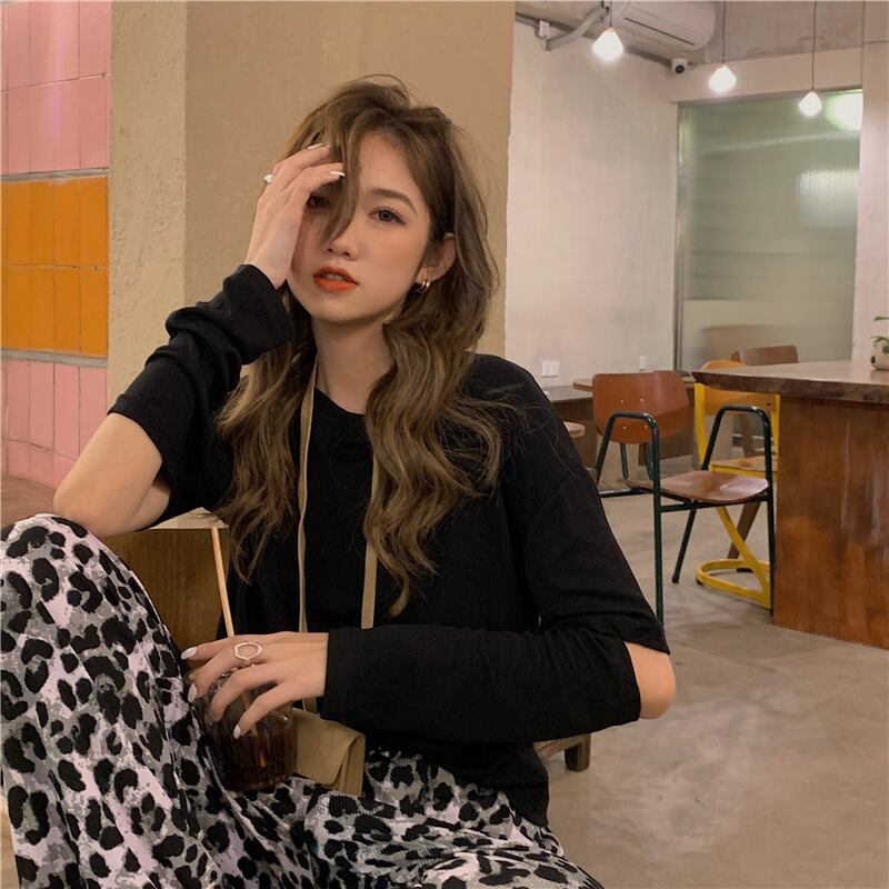 薄手ラウンドネックシャツ オータム ロング 秋物 Oネック Tシャツ モンロー58051831087