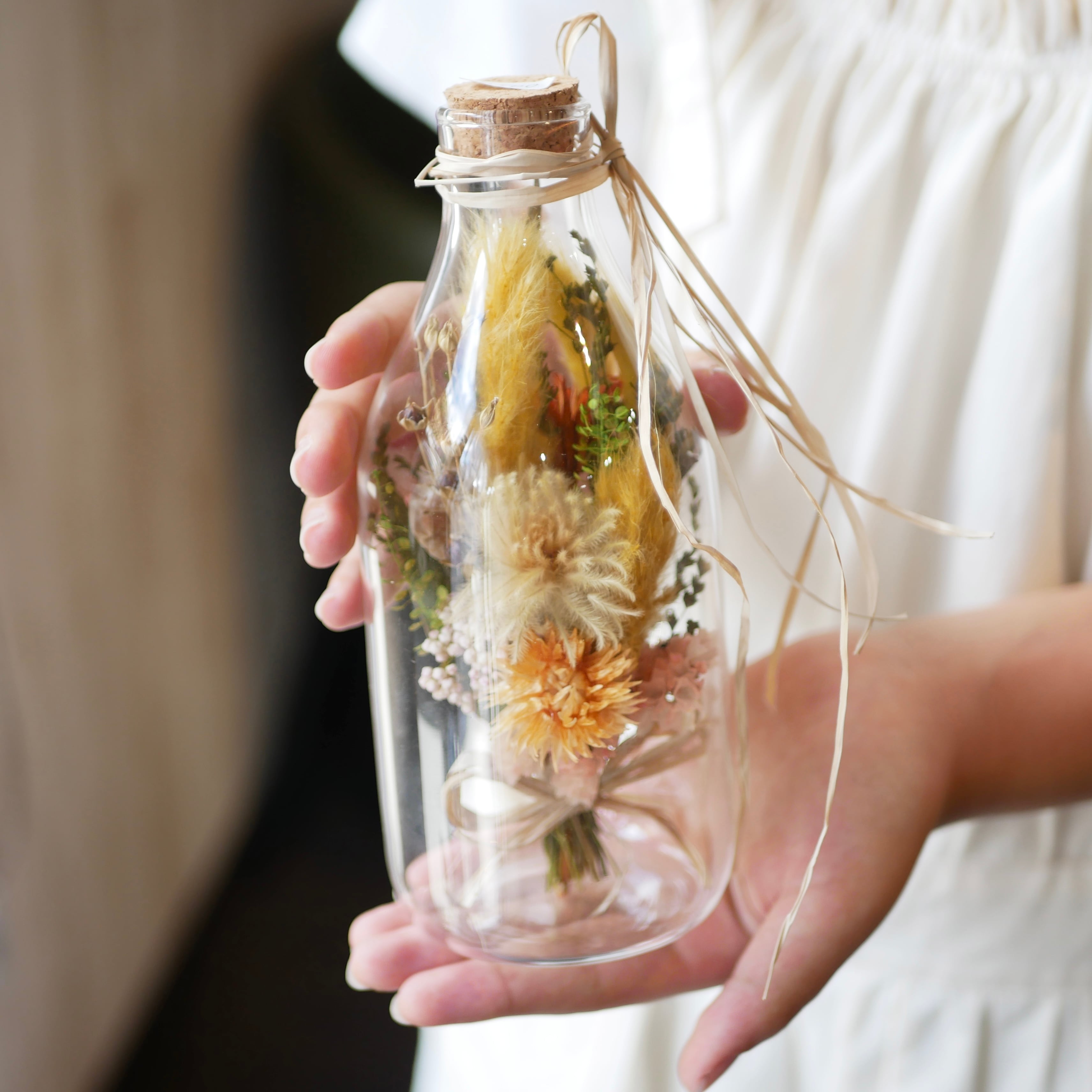 希少 ドライフラワーが挿せる鏡 レトロ アンティーク ミラー 花瓶 和 送料無料 ミルクボトルフラワーMサイズ ドライフラワー | flower produce YuZ