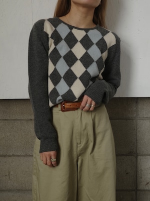 <vintage>grey argyle knit