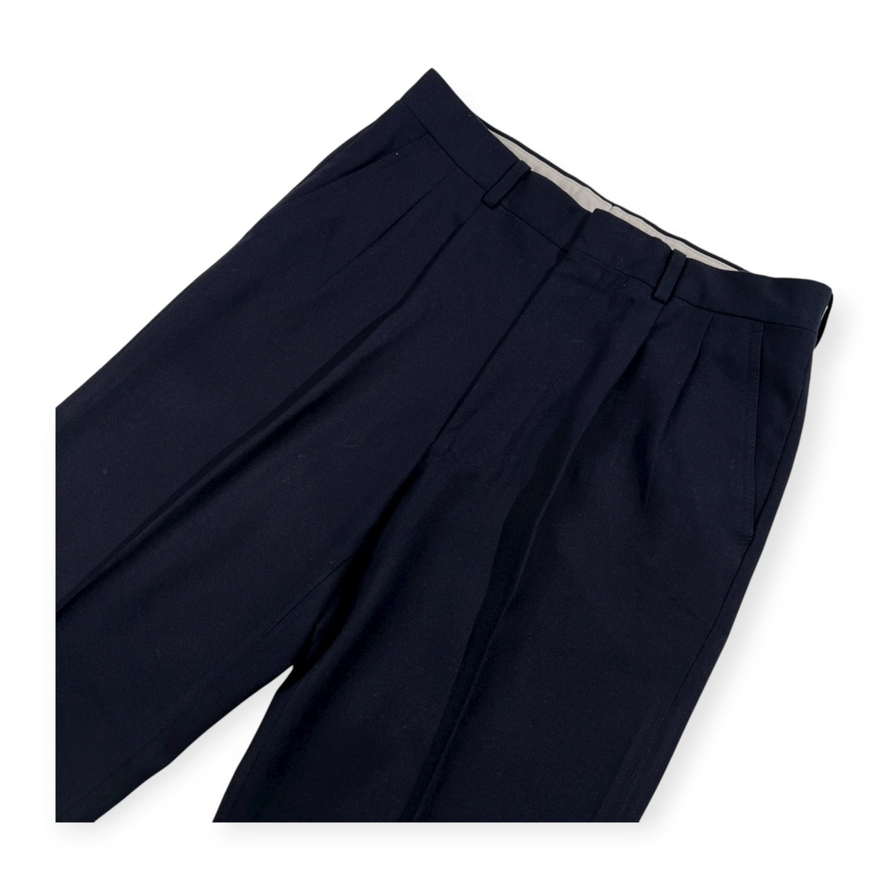 GREEN CLUBS グリーンクラブ ロゴ刺繍 ツータック スラックスパンツ ボトムス サイズ 82 /メンズ/ネイビー/ライカ/日本製