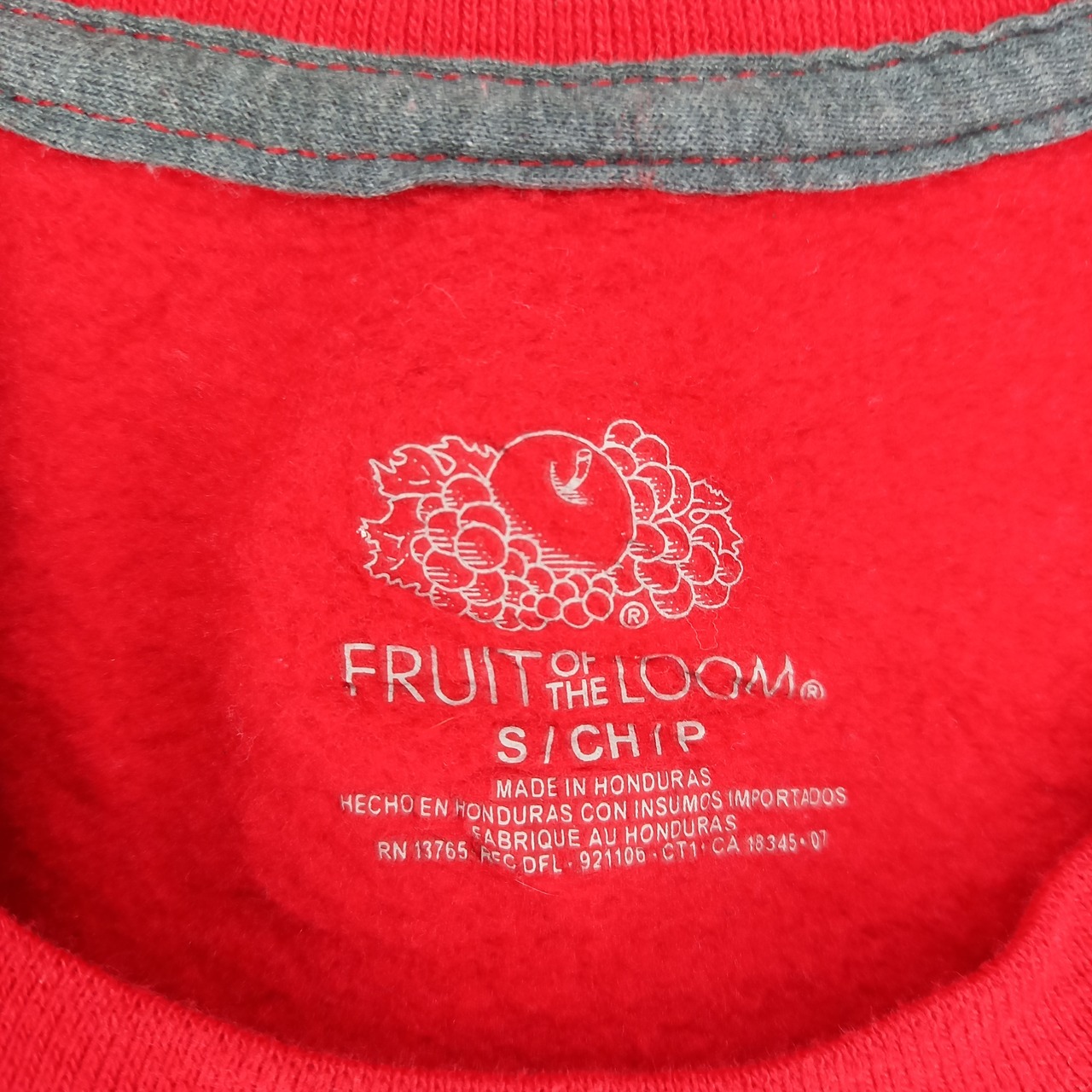 フルーツオブザルーム　クルーネック　スウェット　トレーナー　無地　レッド　S