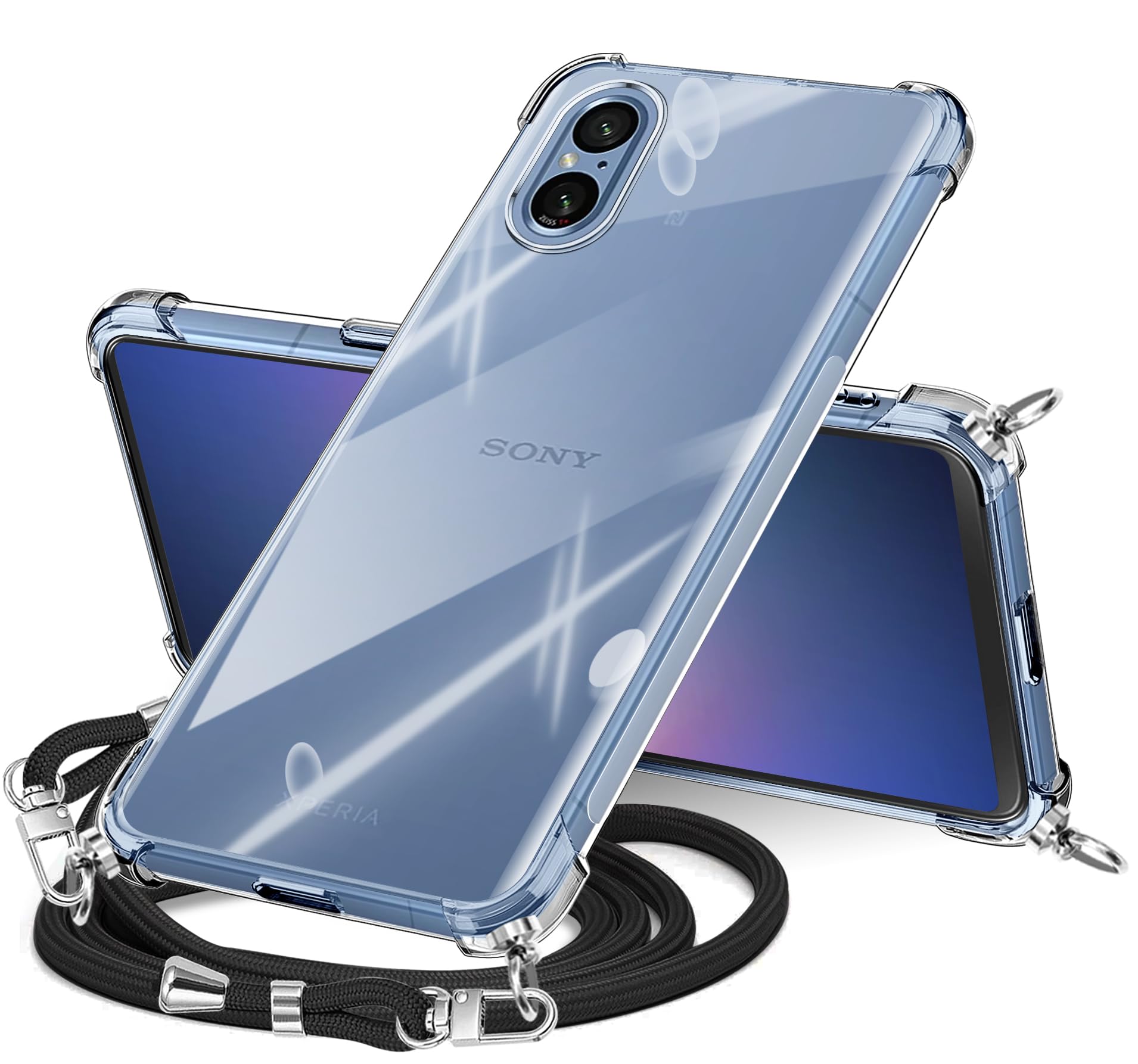 NISIILNG Xperia 5 V 用 ケース クリア ショルダー エクスペリア5v SO-53D SOG12 カバー 肩掛け 耐衝撃