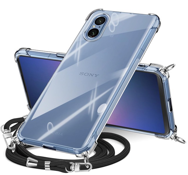 NISIILNG Xperia 5 V 用 ケース クリア ショルダー エクスペリア5v SO-53D SOG12 カバー 肩掛け 耐衝撃
