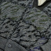 mouton leather switching design knit blouson