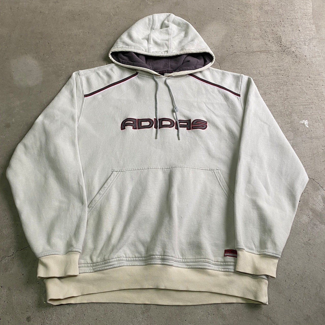 ビッグサイズ 00年代 adidas アディダス ロゴ刺繍 スウェットパーカー 