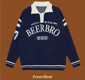 【BEER BRO】ハーフボタン ニットセーター