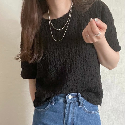 【tops】ジャガードT  -black-