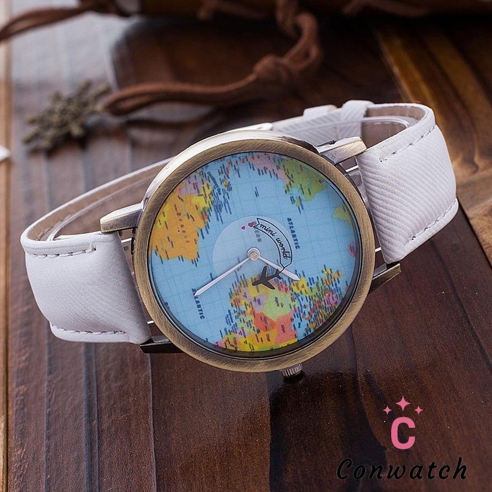 【Wt】世界地図デザイン クォーツ時計 ユニセックス 男性 女性 ファッショナブル レザーストラップ 旅行 最適 レディースウォッチ 女性用腕時計  T230627072557_03