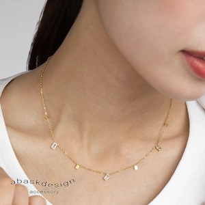 【ネコポス便】ネックレス スクエアキュービックジルコニアネックレス 金属アレルギー対応 四角 スクエア サージカルステンレス レディース ネックレス 華奢 2311