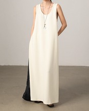Simple  u-neck sleeveless long One-piece  L0079