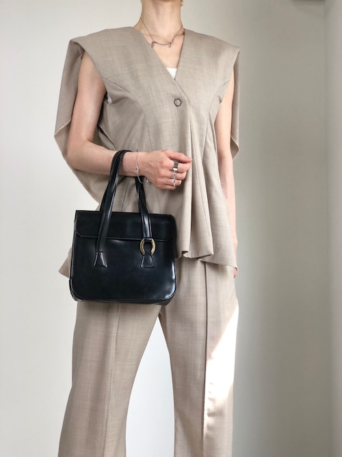 Christian Dior クリスチャン ディオール ハンドバッグ ブラック オーバルロゴ レザー フラップ vintage ヴィンテージ オールド aidfua