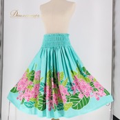 フラダンス 衣装 パウスカート カパリリ グリーン系 Kapalili 日本製 可愛い 花柄 リーフ柄 華やか 鮮やか 明るい ピンク系 ブルー系 水色 フラ ダンス ハワイアン アロハ ハワイアンプリント レッスン 練習