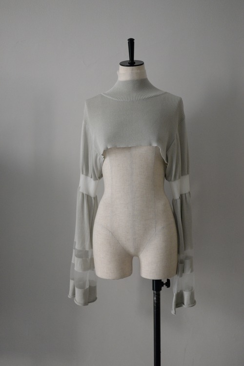 ROOM211 / Transparent short knit (light gray)