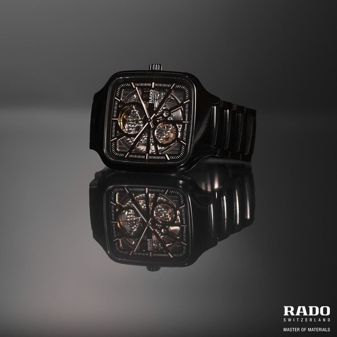 【RADO ラドー】True Square Automatic Open Heart トゥルースクエア オープンハート（ブラック×ゴールド）／国内正規品 腕時計