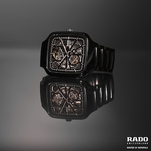 【RADO ラドー】True Square Automatic Open Heart トゥルースクエア オープンハート（ブラック×ゴールド）／国内正規品 腕時計