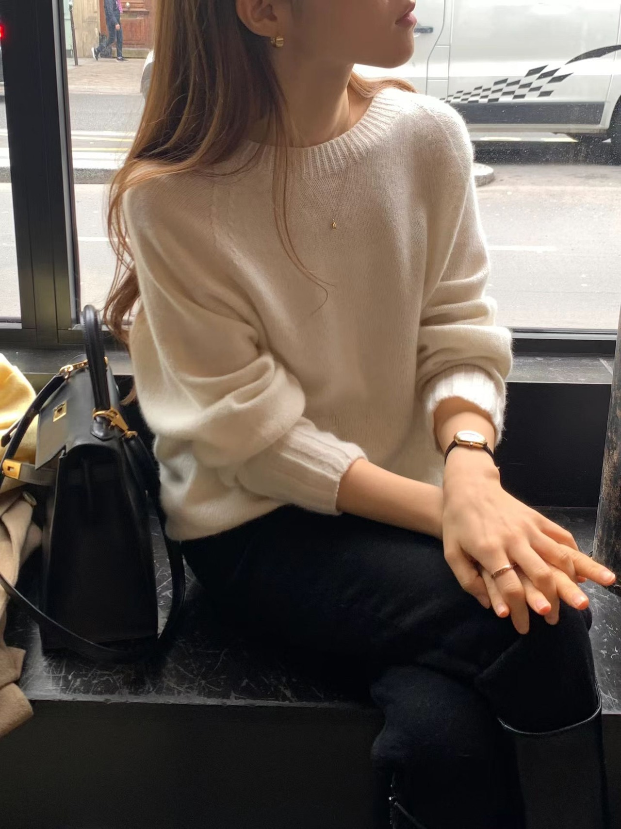 (予約) ounce / Cashemre basic pullover knit 4color