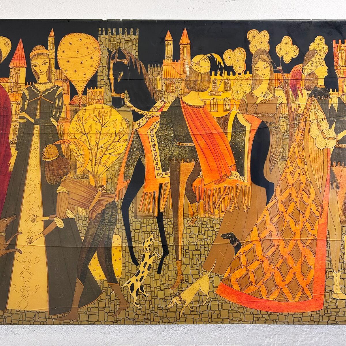 70s Italy 「Michi Sgorbigno」 painting art wooden panel | PANIC