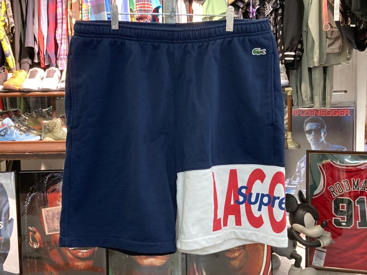 パンツ Supreme Lacoste Panel Sweatshort Navy XL Supreme LACOSTE Logo Panel Sweatshort Navy Men's - FW19 - US