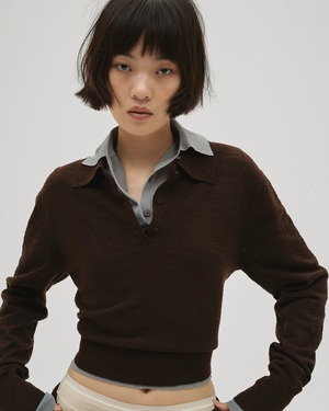 TODAYFUL Layered Polo Knit  レイヤードポロニット　Choco