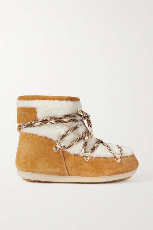 【MOON BOOT】 shearling and suede snow ブーツ 220100066