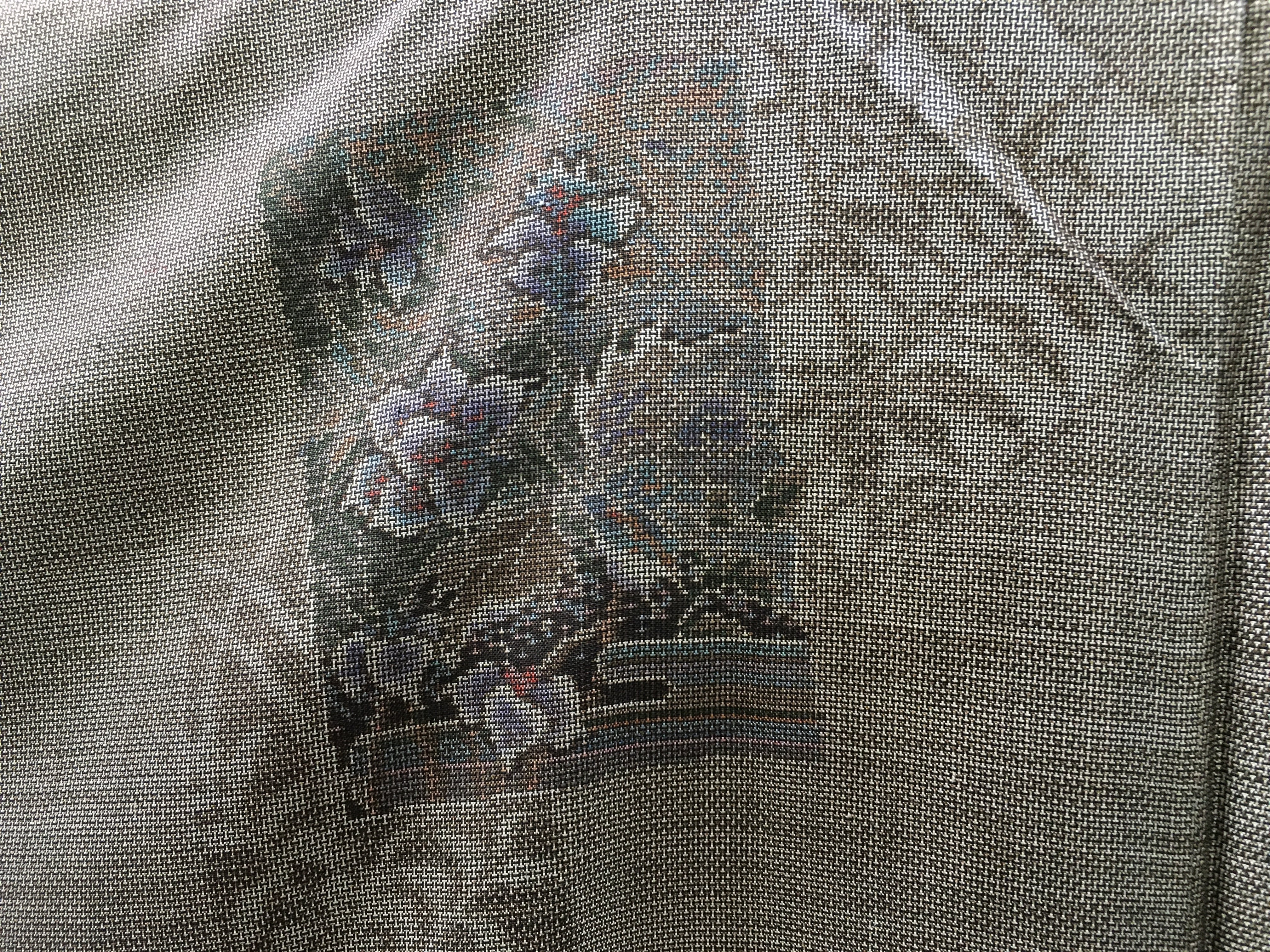 大島紬袷（黒茶地｜色紙ちらし）