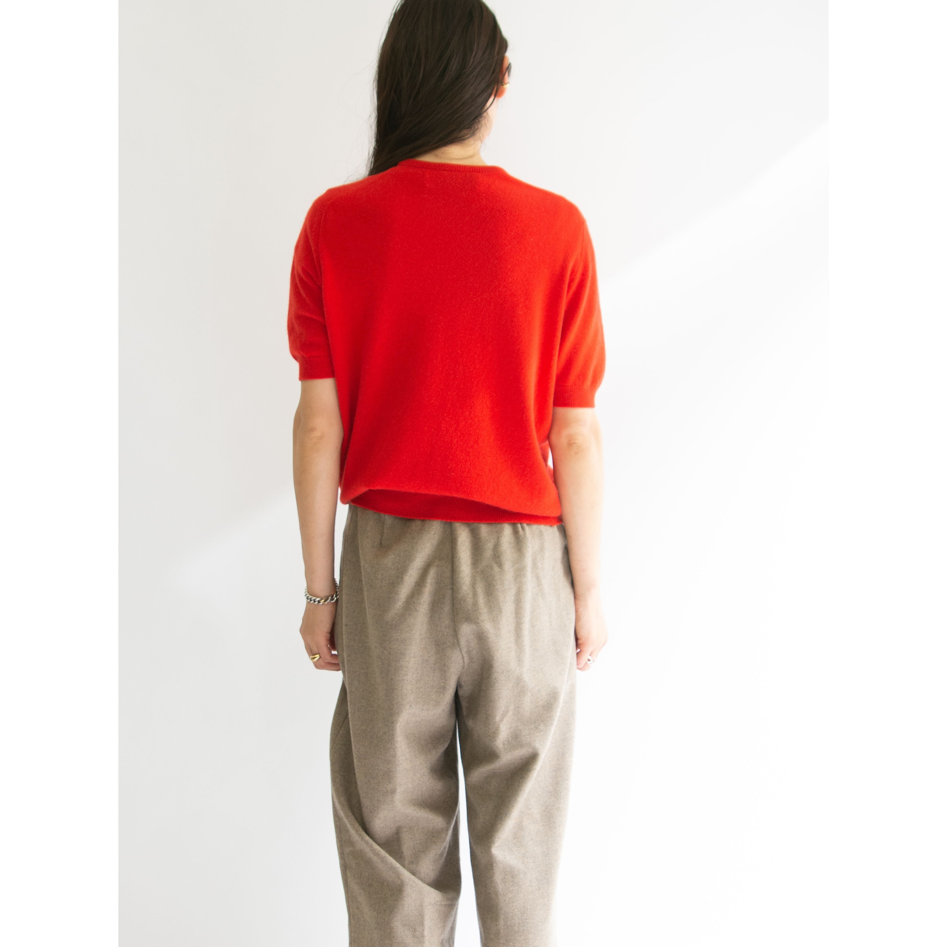 【BRAEMAR】Made in Scotland 100% Cashmere H/S Sweater(ブレーマー スコットランド製 カシミヤ半袖ニット セーター)