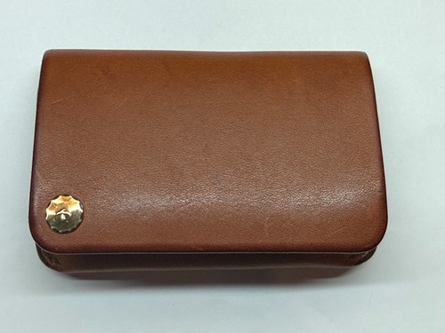 美品　金メタル付名刺入れ　焦茶