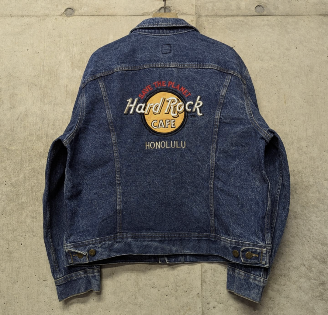 80s Lee " hard rock cafe " denim trucker jacket big size 44 小岩店